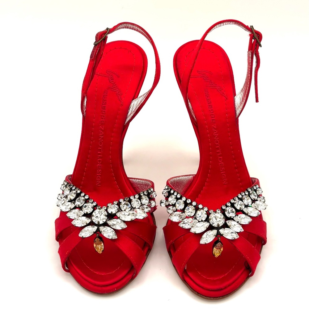 Giuseppe Zanotti Raso Doppiato Fiamma 110 mm Silk Sandal 35